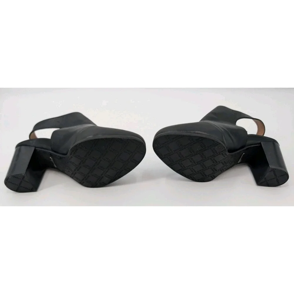 Vionic Black Leather Block Heels Bootie Size 8 Buckled Strap Open Heel Classic